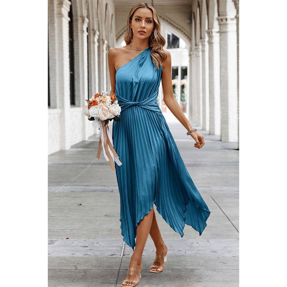 Supreme Fashion Midi Dress One Shoulder Womens Size Small Pink Chic Elegant NWT - Picture 10 of 10